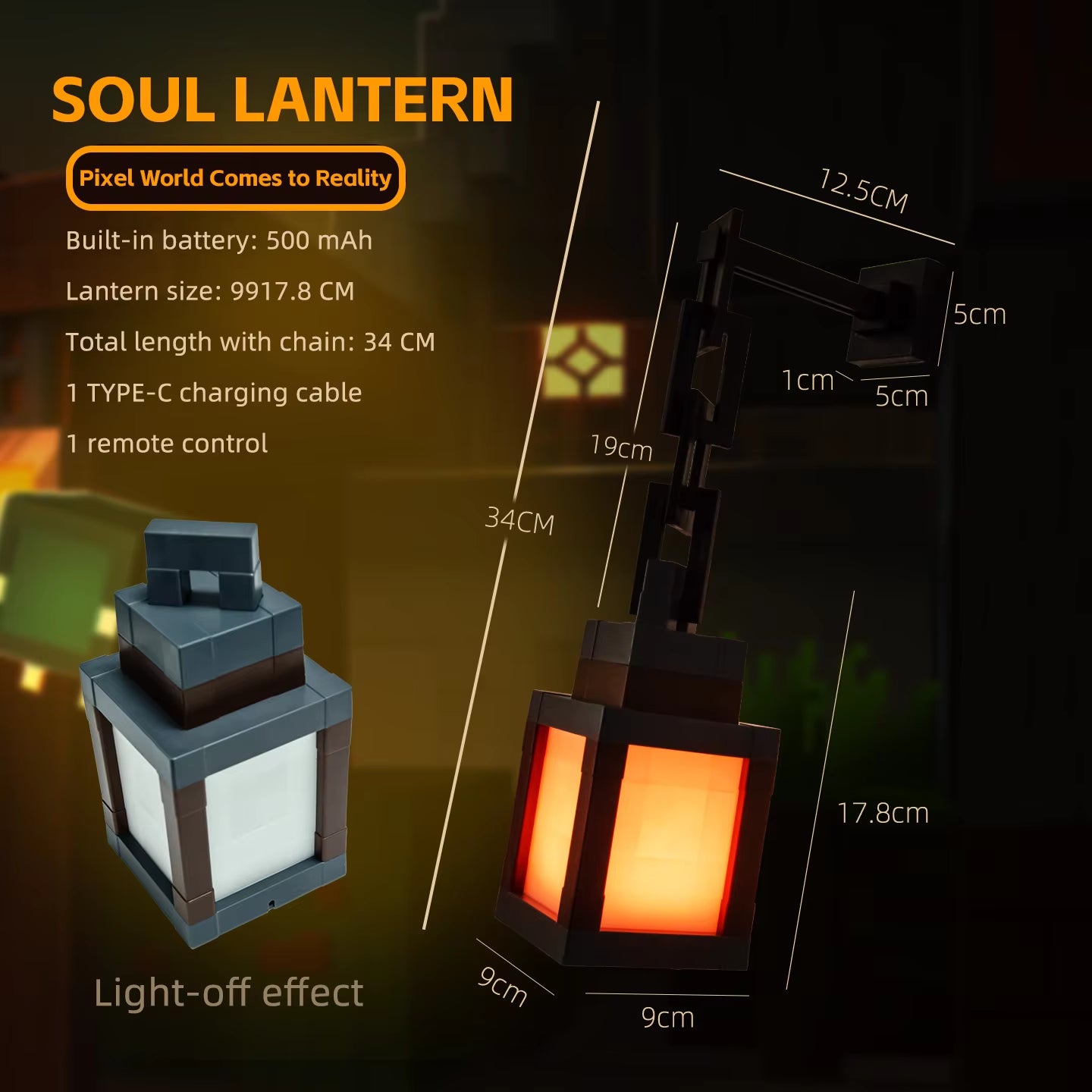 Colorful Pixel Style Night Light - Portable Lantern for Festive Interior Decor, 16 Color Options
